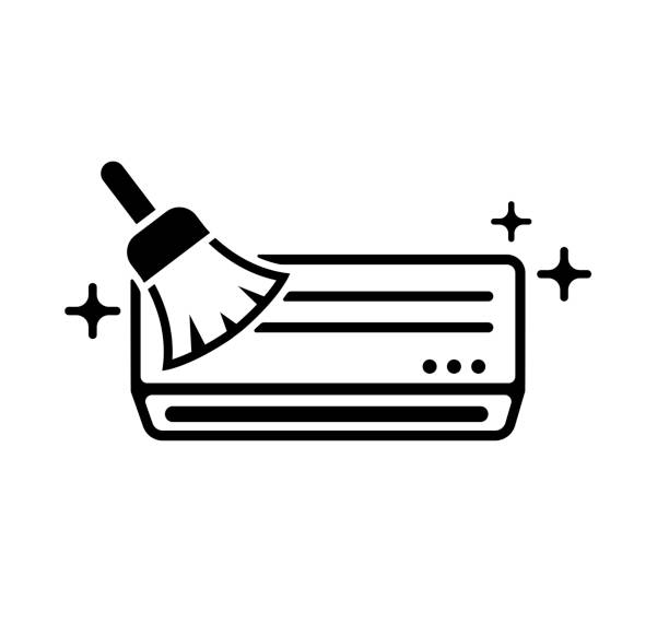 AC ( air conditioner ) cleaning vector icon illustration